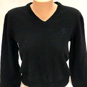 Versace black V neck sweater womens M